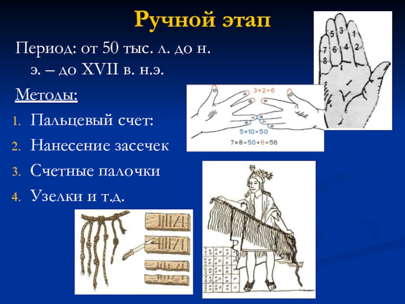 Механический счет. Ручной этап развития. Пальцевый счет в древности. Ручной этап развития вычислительной техники. Вычислительная техника ручной этап.