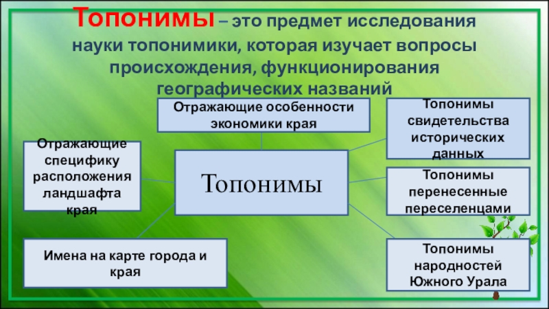 Классы топонимов схема