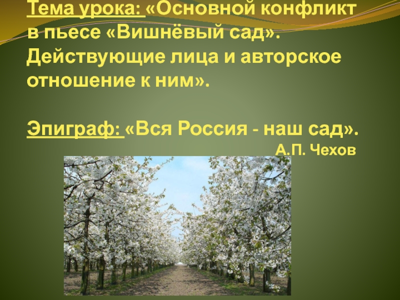 Урок литературы в 10 классе вишневый сад презентация