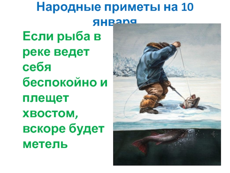Народные приметы на 10 января   Если рыба в реке ведет себя беспокойно и плещет хвостом,