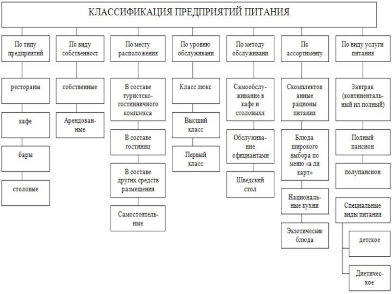 Схема классификации услуг общественного питания