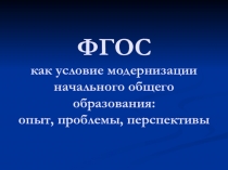 ФГОС как условие модернизации начального общего образования: опыт, проблемы, перспективы