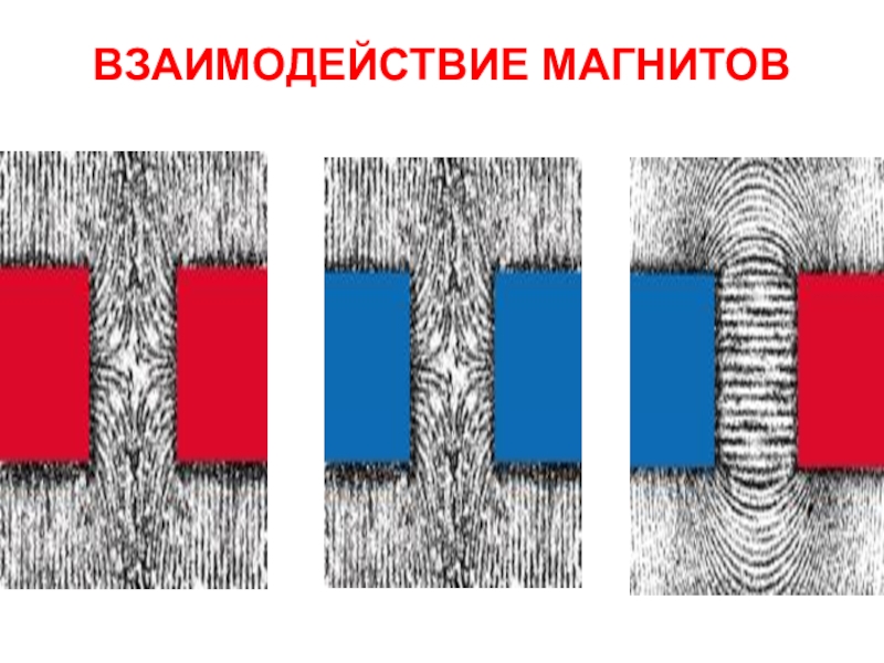 Магнитное поле при взаимодействии разноименных полюсов магнита рисунок