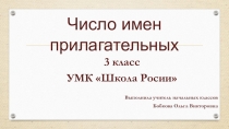 Презентация по русскому языку на тему Число имен прилагательных(3 класс)