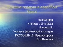 Презентация по физической культуре Техника плавания способом брасс