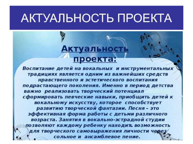 Что такое актуальность в проекте по музыке