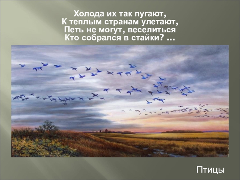 Улетаю кто поет. Поздней осенью настал час покинуть перелетным птицам страну льдов. Поздней осенью настал час покинуть перелетным птицам страну.