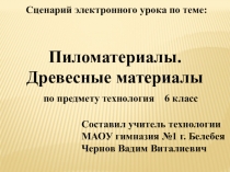 Электронный урок по технологии. Пиломатериалы. Древесные материалы. 6 класс