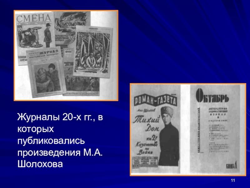 Издание 20. Творческий путь Шолохова. Кластер «творческий путь м.а. Шолохова».. Журналы в литературе в которых публиковались произведения. Пути творчества журнал.