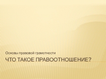Презентация по основам правовой грамотности на тему: Что такое правоотношение?
