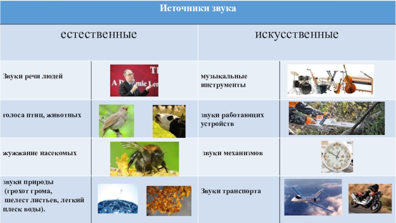 Естественные и искусственные источники звука 1 класс презентация