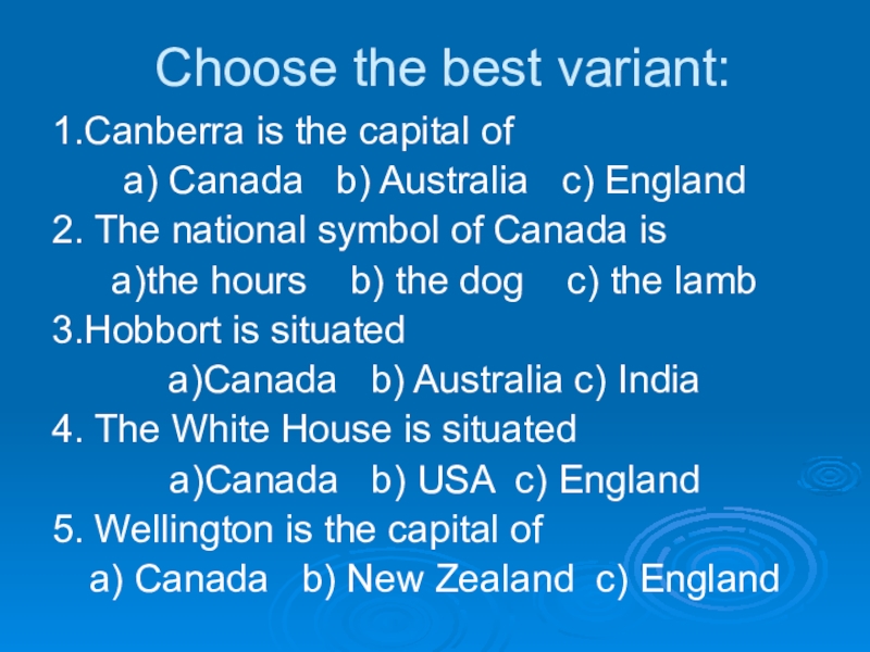 Choose the best variant