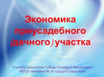 Презентация по технологии для 8 класса на тему:Экономика приусадебного участка.