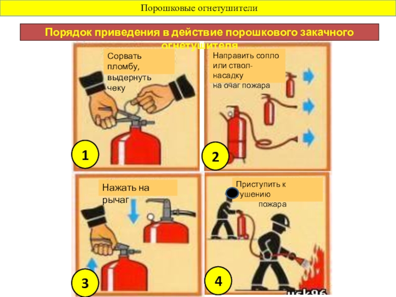 Инструкция пользования порошковым огнетушителем в картинках