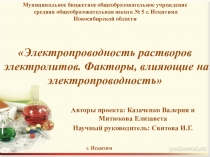 Исследовательская работа учащихся по теме Электропроводность растворов электролитов. Факторы, влияющие на электропроводность