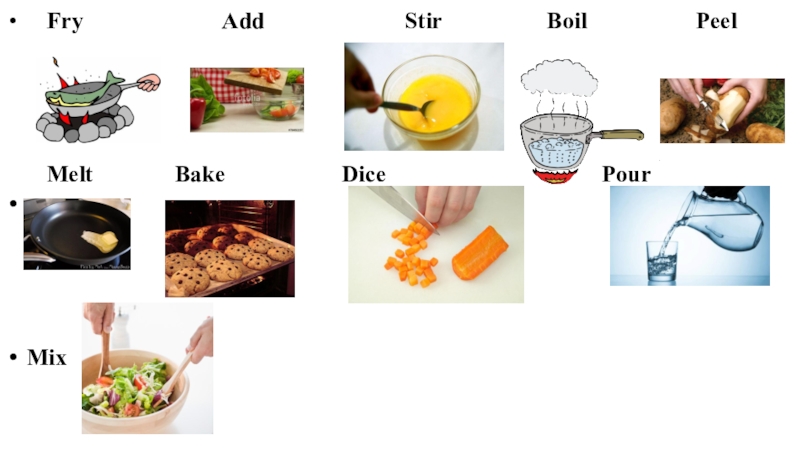 Add fry. Подберите к каждому слову рисунок и укажите его номер pouring frying. Add и Stir. Boil Fry Stir dice Mix Bake add Melt Peel pour Worksheet. Boil Fry Stir dice Mix Bake add Melt Peel pour перевод.