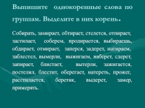 Презентация к уроку Правописание гласных е - и в корнях с чередованием