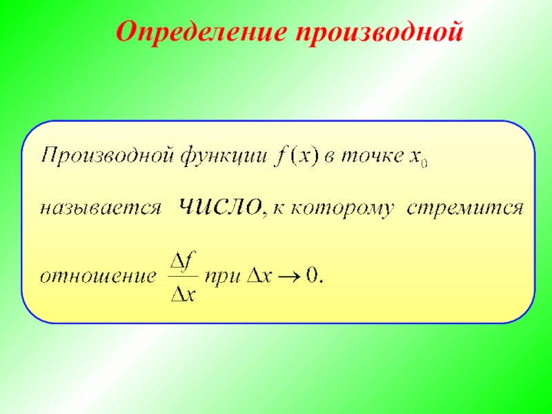 Презентация по теме понятие производной