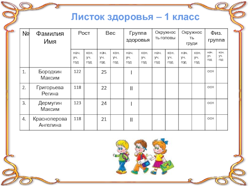 Записан рост учащихся. Листок здоровья в школе образец заполнения. Лист здоровья учащихся. Лист здоровья в школе. Лист здоровья в классном журнале.