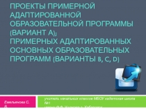 Проекты примерной адаптированной образовательной программы (вариант А); примерных адаптированных основных образовательных программ (варианты B, C, D)