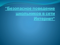 Классный час Безопасное поведение школьников в сети Интернет