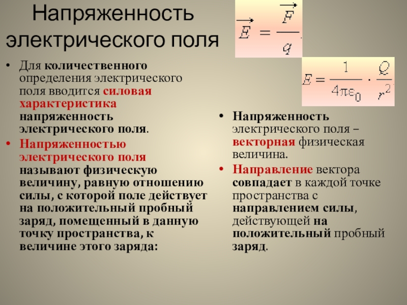 Презентация электрическое поле напряженность 10 класс