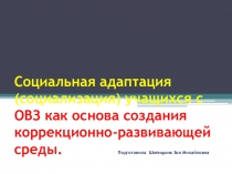 Презентация: Социальная адаптация (социализация) учащихся с ОВЗ как основа создания коррекционно-развивающей среды.