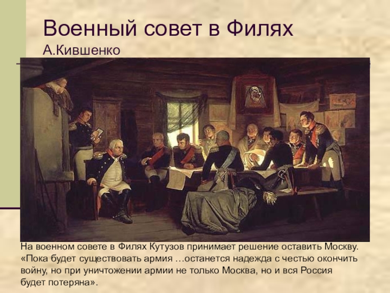 Совет в филях 1812 карта