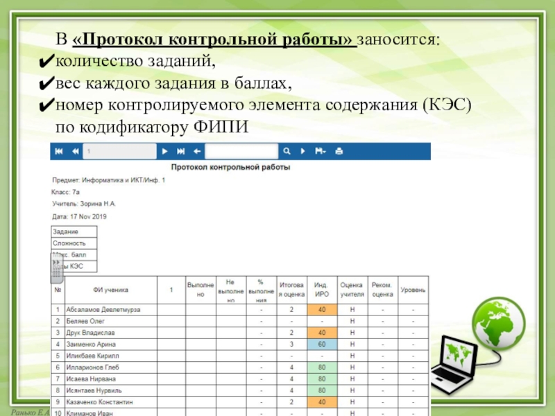 Протокол контрольных работ образец