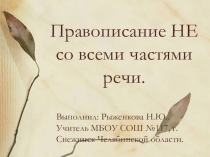 Презентация по русскому языку для 5-7 классов Правописание НЕ со всеми частями речи