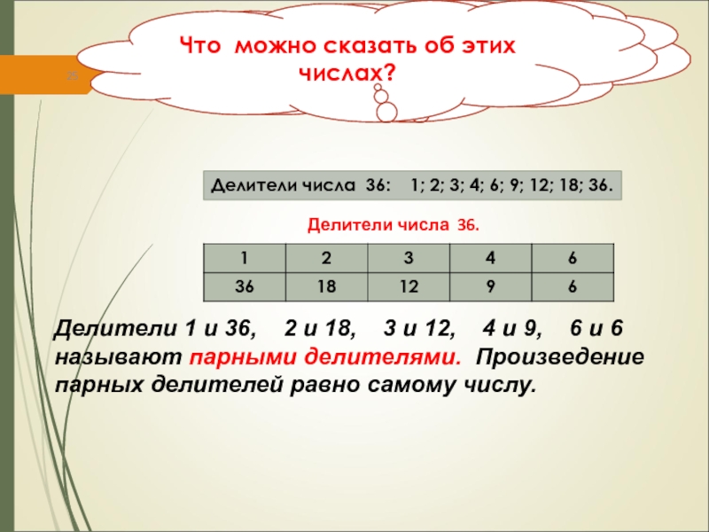 Найти делители числа 5. Парные делители. Делители числа 36. Парные числа. Парные числа в математике.