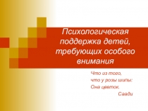 Презнетация Психологическая поддержка детей, требующих особого внимания