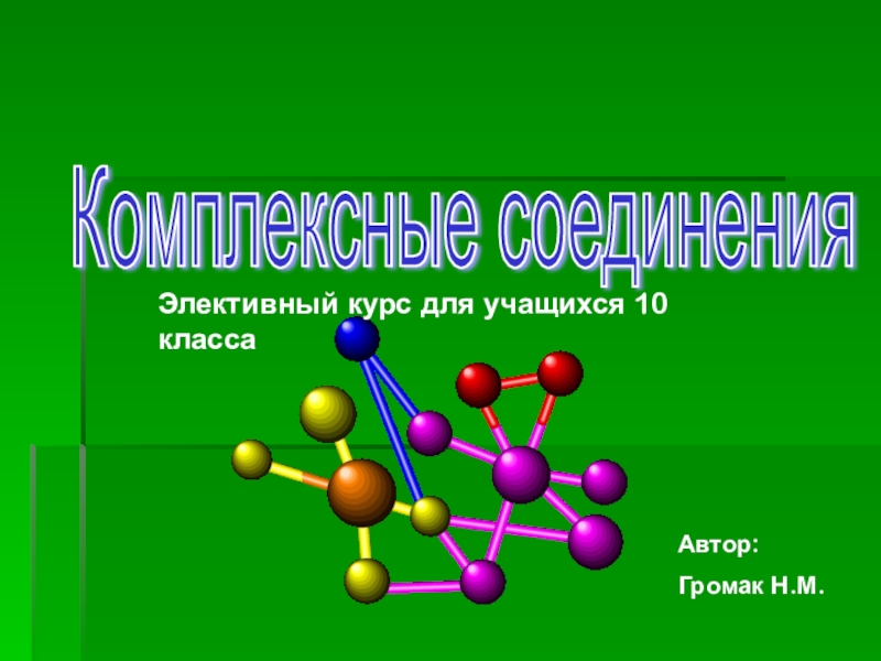 Презентация элективного курса по химии Комплексные соединения (10 класс)