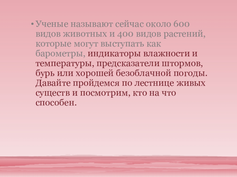 Презентация живые барометры природы