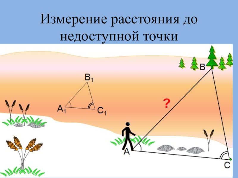 Задачи на местности. Измерительные работы на местности. Измерительные работы измерение расстояния до недоступной точки. Измерение работ на местности. Определение расстояния до недоступной точки.