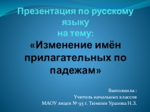 Презентация по русскому языку на тему: Изменение имён прилагательных по падежам