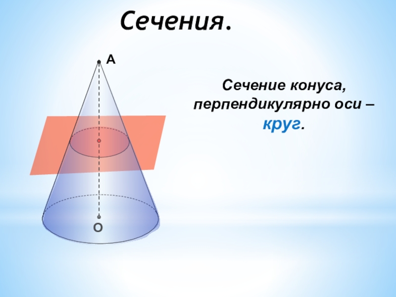 Высота конуса перпендикулярна