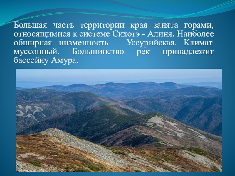 На большей части территории. Приморский край презентация. Большая часть территории края занята. Проект экономика Приморского края. Экономика Приморского края 3 класс.