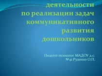 Презентация Основные виды деятельности по реализации задач коммуникативного развития дошкольников