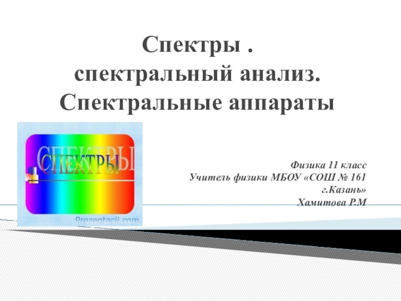 Презентация Урок по физике для 11 класса Спектры и спектральный аппарат