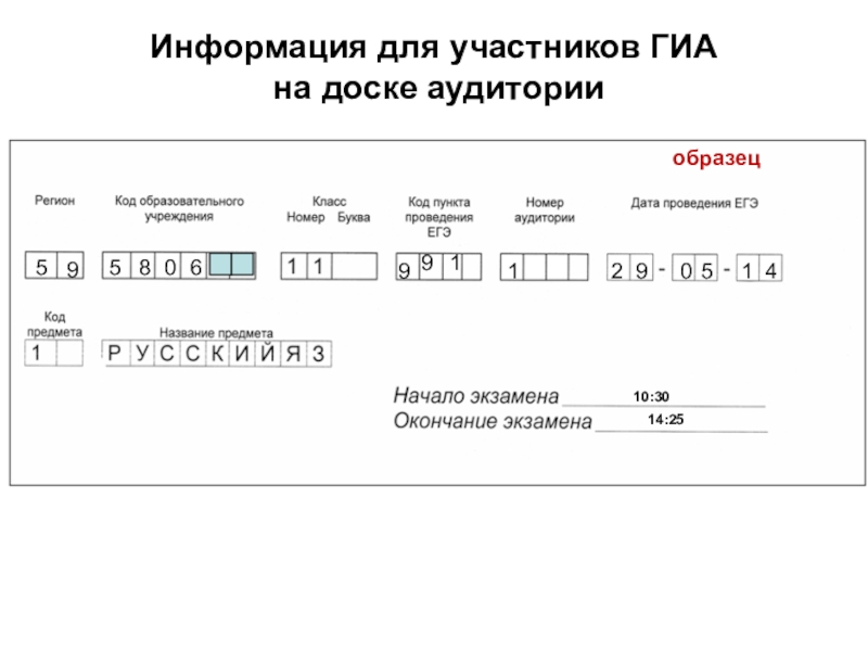 Образец заполнения доски на огэ