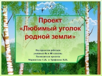 Проект Любимый уголок родной земли
