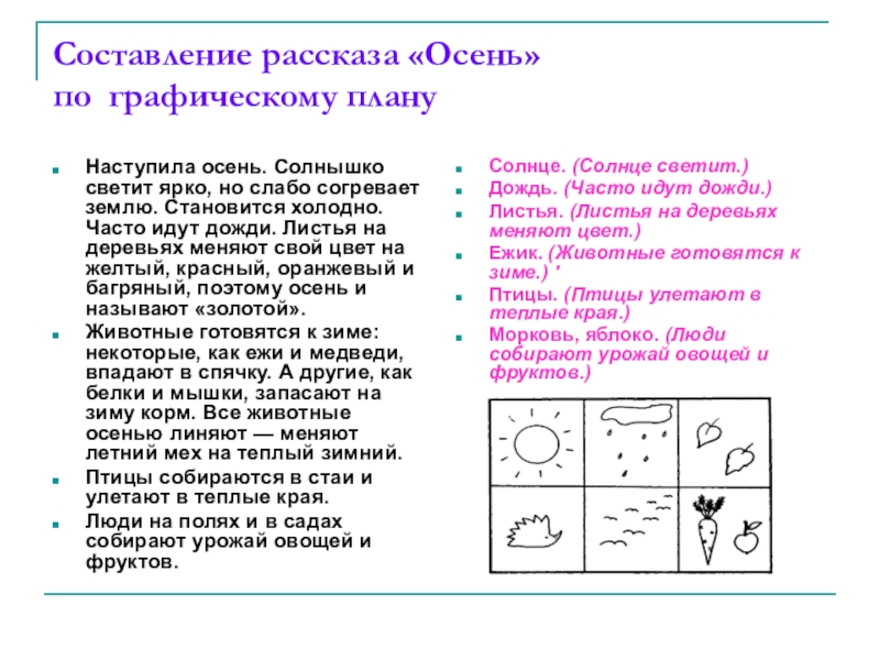 Составить схему рассказа