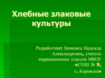 Презентация по биологии на тему: Хлебные злаковые культуры