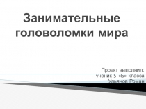 Презентация Занимательные головоломки мира (проект)