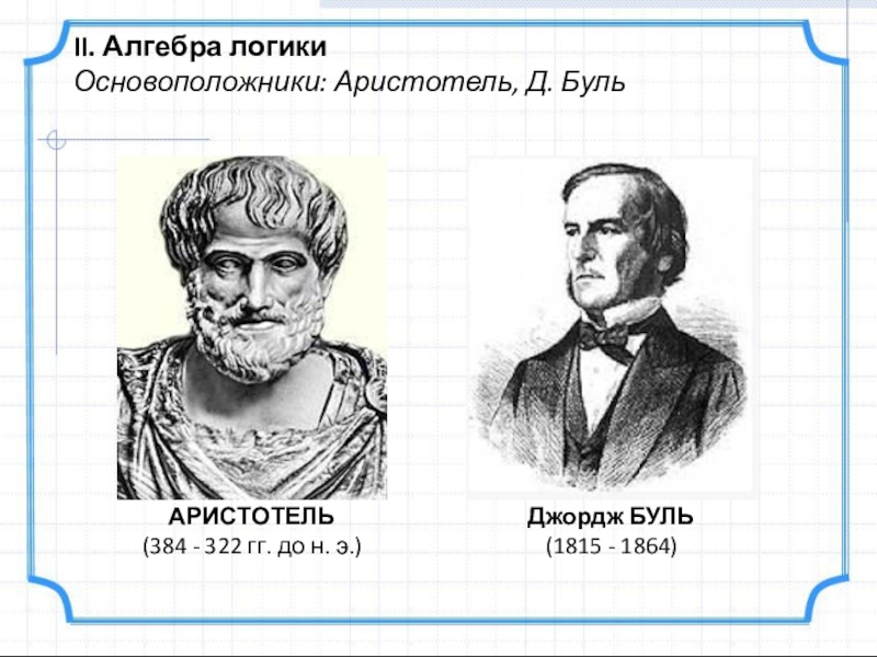 Презентация алгебра логики 10 класс