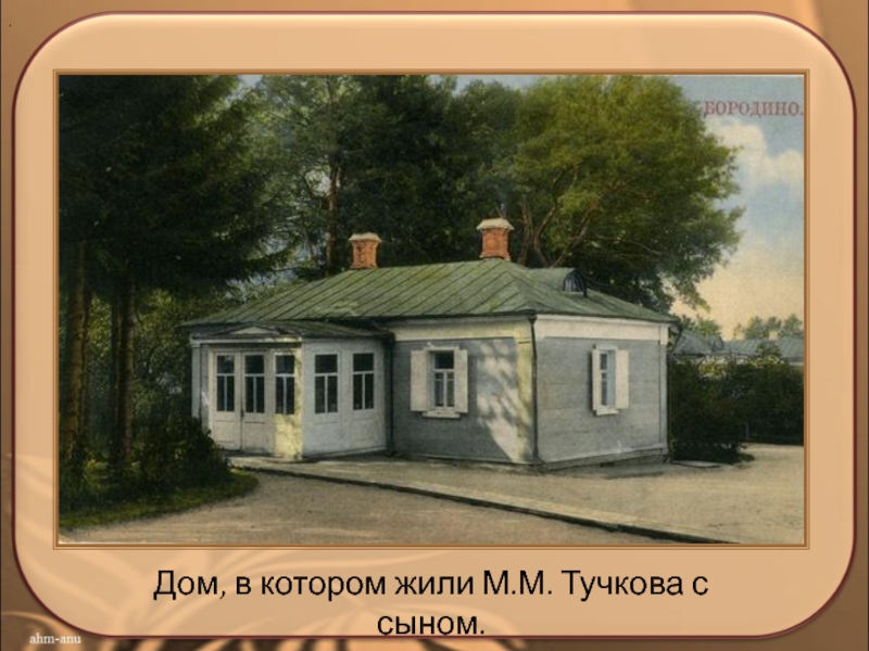 . . Дом, в котором жили М.М. Тучкова с сыном.