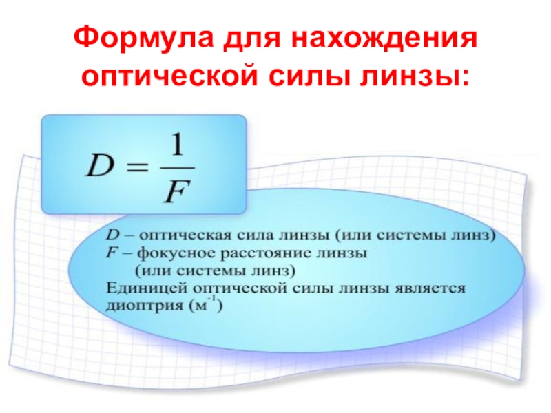 Оптическая сила линзы презентация