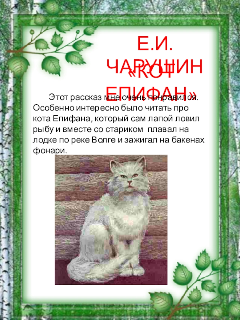 Кот епифан изложение 4 класс план