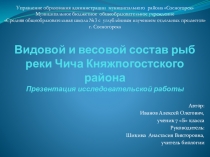 Видовой и весовой состав рыб реки Чича